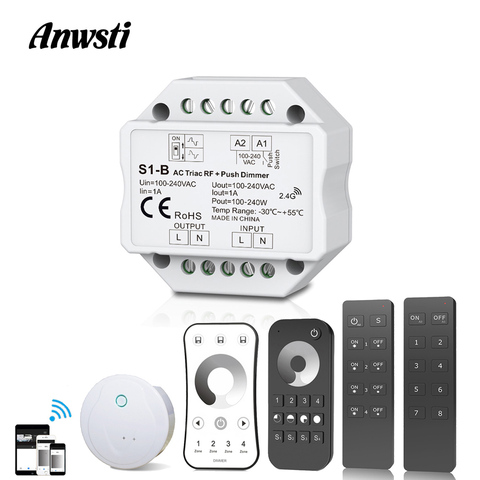 220V Triac Dimmer RF2.4G Wireless Remote Control Push Switch LED Bulb Lamp  AC 110V 230V 220V Smart Wifi LED Dimmer Light Switch - Price history &  Review