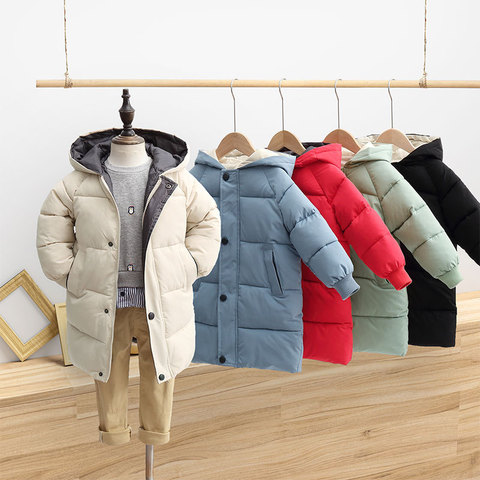 Children's Down Coat Winter Teenage Baby Boys Girls Cotton-padded Parka & Coats Thicken Warm Long Jackets Toddler Kids Outerwear ► Photo 1/6