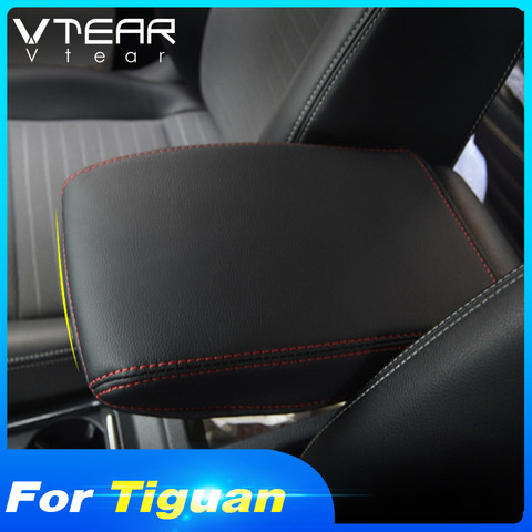 Vtear For Volkswagen VW Tiguan MK2 2022-2017 Central armrest box protection cover Pad leather interior decoration accessories ► Photo 1/6