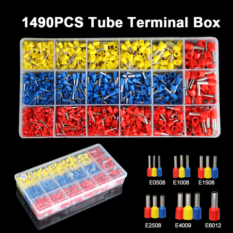 1490pcs Tube Terminal Kit Insulated Various Styles Tubular Sleeves Ferrule End Cable Wiring Electrican Crimp Terminals Set Kits ► Photo 1/5