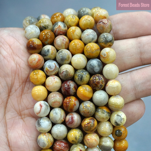 Natural Stone Yellow Crazy Lace Agates Loose Beads 15