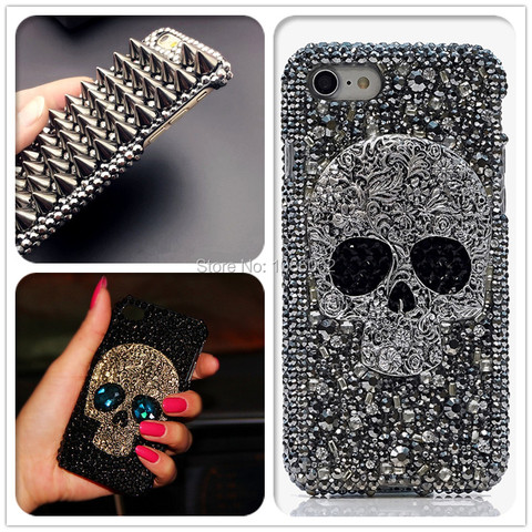 3D Skull Skeleton Blue Eyes Bling Cases for Samsung Galaxy S10e S10 S20 Plus FE Note 10+ 9 20 Ultra iPhone 12 Mini 11 Pro Max ► Photo 1/6