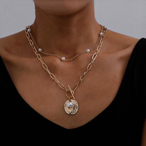 Price History Review On Goth Layered Chain Pendants Necklace For Women Punk Pearl Coin Design Gold Pendant Necklace Trendy Luxury Female Jewelry Aliexpress Seller Zwc X Store Alitools Io