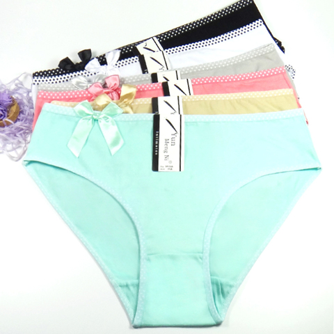 Women's panties Large size lady mum pants pure color cotton women's  Big yards 2XL/3XL/4XL  6 pcs/lot ► Photo 1/6