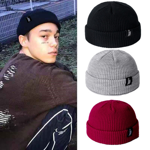 Letter True Unisex 10 Colors Sailor Fishermans Winter Beanie Hat Ribbed Knitted Melon Cap Solid Skullcap Baggy Retro Ski Hat ► Photo 1/6