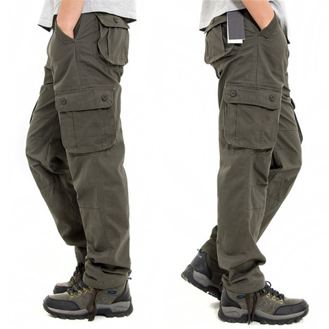 Men's Cargo Pants Mens Casual Multi Pockets Military Large size 44 Tactical Pants Men Outwear Army Straight Slacks Long Trousers ► Photo 1/6