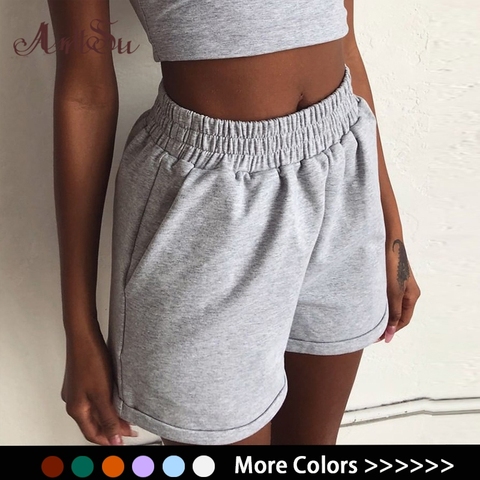 Artsu 2022 Summer Women Clothes Solid Cotton Sport Casual Shorts Women Harajuku High Waist Shorts Short Pants Ladies Autumn ► Photo 1/6