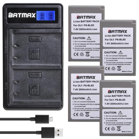 Batmax PS-BLS5 BLS50 Battery + New LCD Dual Charger for Olympus PEN E-PL2,E-PL5,E-PL6,E-PL7,E-PM2, OM-D E-M10, E-M10 II, Stylus1 ► Photo 1/6