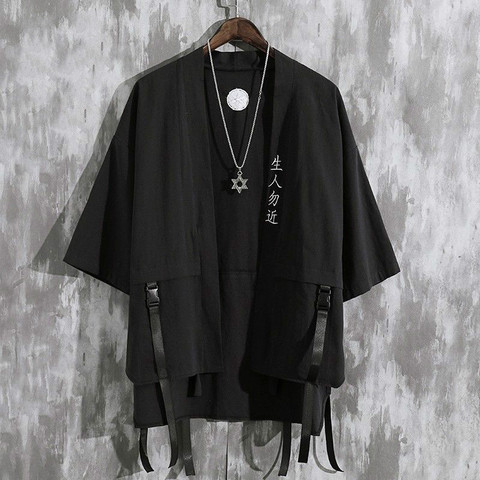 Summer Men's Haori Cardigan Kimono Shirt Samurai Japanese Clothing Robes Loose Obi Male Yukata Jacket Streetwear Asian Clothes ► Photo 1/5