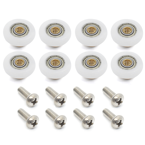 1set /8pcs Shower room pulley bathroom sliding glass door wheels nylon copper roller hanging round ► Photo 1/4