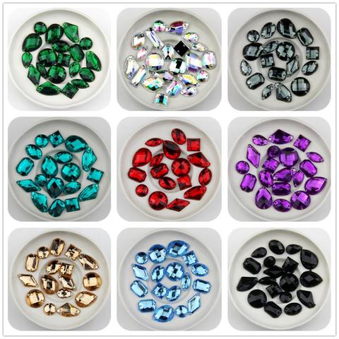 HOT mixed size 100PCS Red Color Superior Taiwan Acrylic Flat Back Stones mix Shape Acrylic Rhinestone Sew On 2 Holes gems DIY ► Photo 1/3
