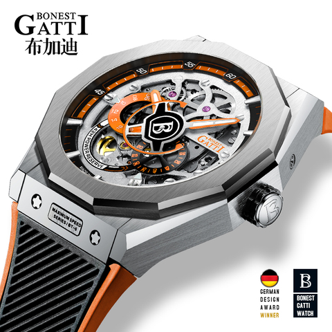 Famous Men Mechanical Watch GATTI Luxury Waterproof Leather Automatic Watches Rubber Sports Mens Wristwatches Relogio Masculino ► Photo 1/6