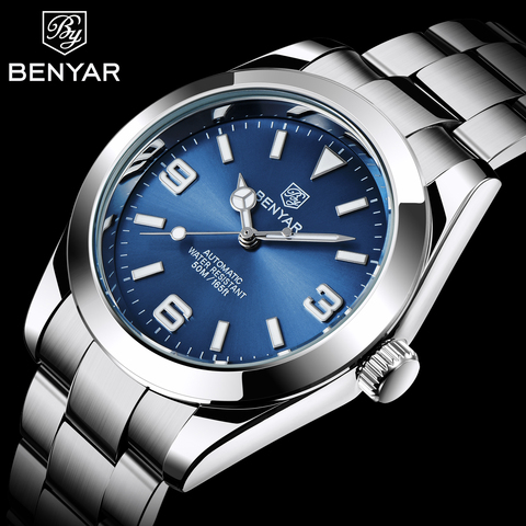2022 New BENYAR Top Brand Luxury 41mm Men's Automatic Mechanical Watches Blue Mens Watches 50m Waterproof Men Relogio Masculino ► Photo 1/6
