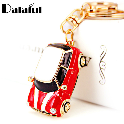 Dalaful Cute Enamel Car Key Chains Holder Crystal Rhinestone HandBag Pendant Fashion Keyrings Keychains K242 ► Photo 1/6