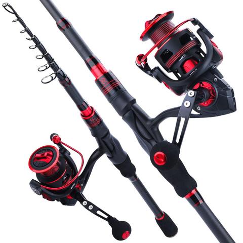 Sougayilang 1.8M 2.1M Ultra Light Carbon Fiber Telescopic Rod and 12+1bb 5.2:1 Fishing Reel Spinning Fishing Rod Reel Combo ► Photo 1/6