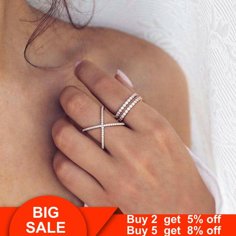 Female Cross ring 925 Sterling silver Micro Pave AAAAA Cz Engagement Wedding Band Rings for women Bridal Party Jewelry ► Photo 1/5