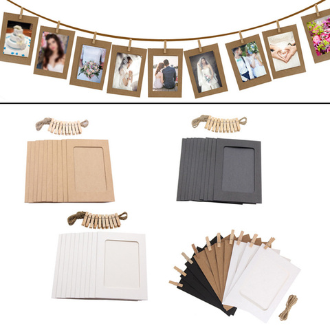 10pcs Photo Frame Picture Wooden Photo Frame Clip Paper Picture Holder Graduation Party Photo Booth Props Wedding Wall Decor ► Photo 1/6