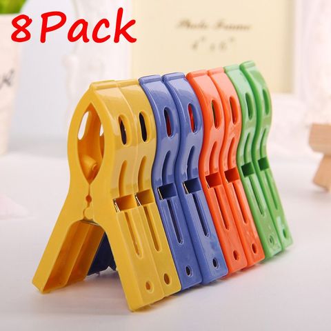 Hot sale new 8ps/set plastic hanger clips Laundry Clothes Beach Towel Pins Spring Clamp Large Clips NEW arrival ► Photo 1/6