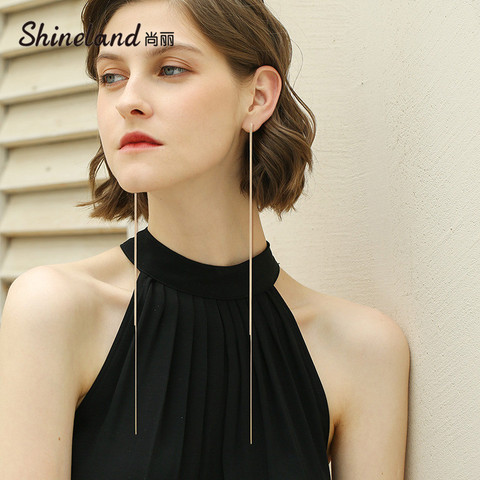 Shineland Hot Sale Super Long Chain Tassel Drop Dangle Earrings Women Bijoux Trendy Alloy Female Fashion Jewelry Brincos Gift ► Photo 1/6