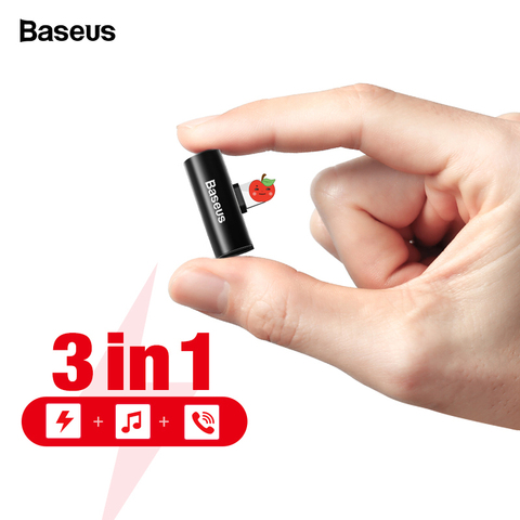 Baseus 3 in 1 Audio Adapter For iPhone Xs Max Xr X Earphone Connector OTG Cable For iPhone 8 7 Plus Charging/Music/Call Adapter ► Photo 1/6