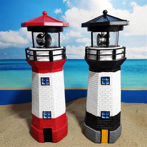 Automatically Lit LED Solar Light Lighthouse Statue Shape Rotating Outdoor Solar Powered Lamp For Garden Yard Decoration ► Photo 1/6
