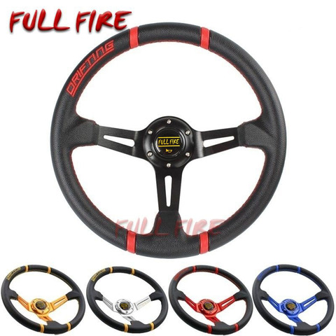 Car Universal 350MM leather steering wheel PVC Racing steering wheel sports High quality Auto parts modification ► Photo 1/6