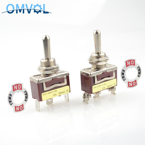 12mm 3position momentary toggle switch (ON) OFF (ON) spring return latching ON-OFF-ON waterproof cover ► Photo 1/6