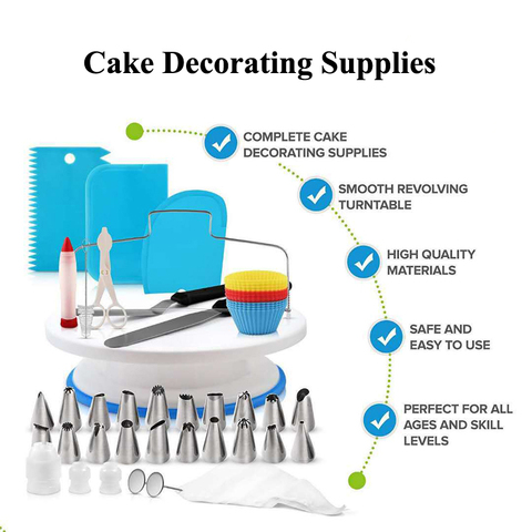 Meibum Icing Piping Tips Cake Decorating Tools Pastry Nozzles Converter Turntable Scraper Cream Bag Confectionery Baking Sets ► Photo 1/6