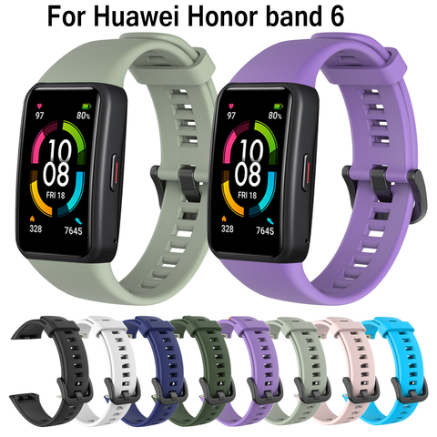Many colors new Silicone watch Straps For Huawei Honor band 6 smart watchband Replacement Bracelet for honor band 6 Adjustable ► Photo 1/6
