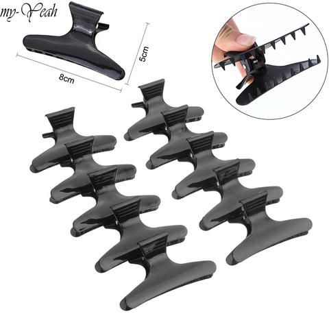10pcs Pro Salon Black Butterfly Hair Claw Section Clip Clamps Plastic Hairpins Hairstyle Design Styling Tools Hairdressing Tool ► Photo 1/5