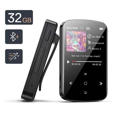 BENJIE M9 32GB Bluetooth MP3 Player Music Player Touch Screen Player with FM Radio Voice Record Mini Clip Walkman For Sport ► Photo 1/6