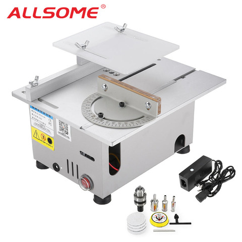 ALLSOME Mini Table Saw Handmade Woodworking Bench Saw DIY Hobby Model Crafts Cutting Tool with Power Supply HSS Circular Saw ► Photo 1/6