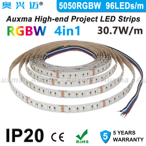 5050 RGBW 96LEDs/m,4in1 LED Strip,IP20,30.7W/m,24V,CRI80/90,Adjustable color and brightness,Indoor use, KTV,DIY ► Photo 1/6