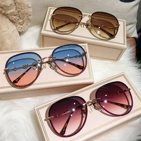 2022 New Diamond Sunglasses Female Brand Design Imitation Rhinestones Gradient Lens UV400 Women Pilot Sun Glasses Shades S316 ► Photo 1/6