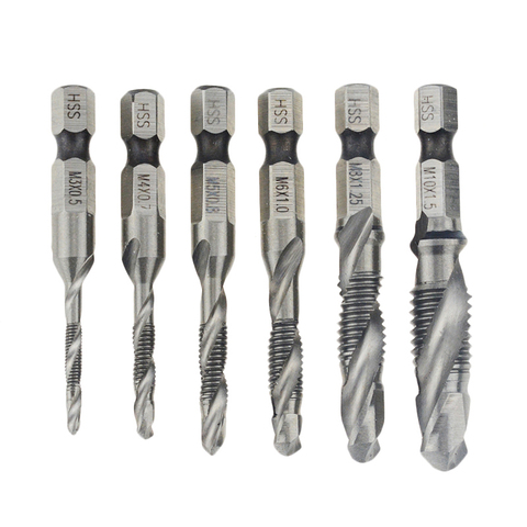 1pc Thread M3 M4 M5 M6 M8 M10 Screw Tap Drill Bits Hss Taps Countersink Deburr Metric High Speed Steel 1/4 IN Quick Change Hex ► Photo 1/6