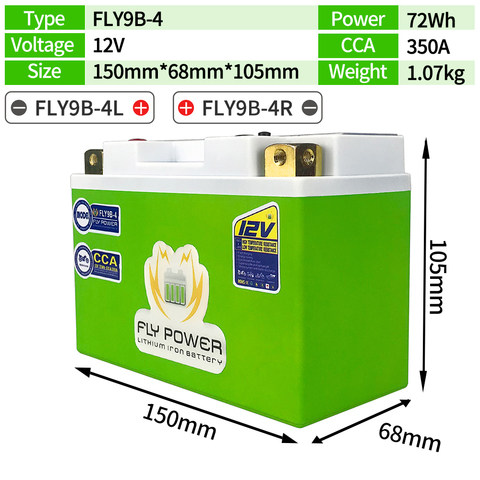 FLY9B-4 Motorcycle LiFePO4 Battery CCA 350A 72Wh BMS Lithium iron Phosphate Scooter Batteries 12V Replace YT9B-BS YT9B-4 GT9B-4 ► Photo 1/6