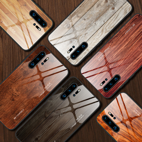 For Huawei P30 P20 Pro P30lite Mate 30 20Pro Case Tempered glass Wood grain Back Cover Case for huawei Honor 20 Pro 20i 10i 8X ► Photo 1/6