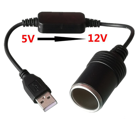 1pc Wired Controller 5V To 12V Power Bank Light Adapter DVR GPS Socket Male USB To Female Lighter Cigarette Car Charger ► Photo 1/6