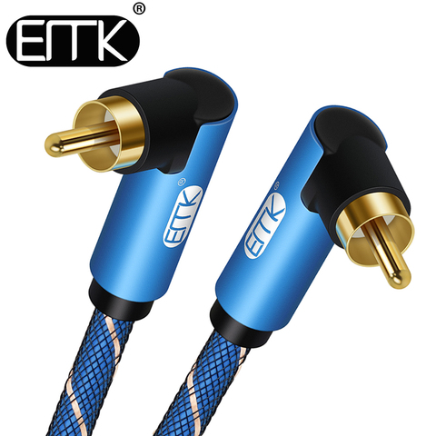 EMK Dual 90 Degree RCA to RCA Male to Male Audio Cable Gold-Plated Right Angle RCA Audio Cable for Home Theater DVD TV ► Photo 1/6