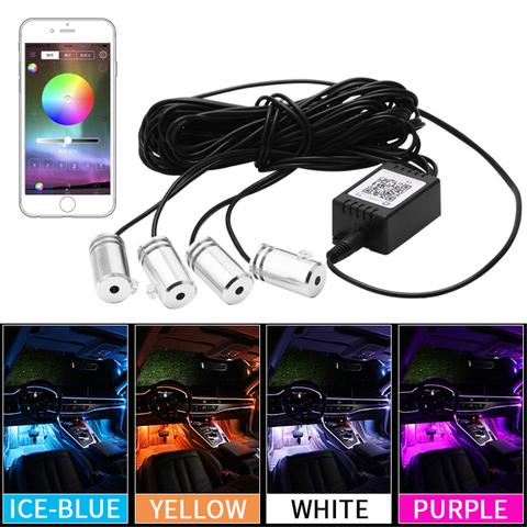 5 in 1 RGB LED Ambient Light Atmosphere Lamp Car Interior Decoration Light  with Fiber Strip Lights By App Remote Control 6M ► Photo 1/6