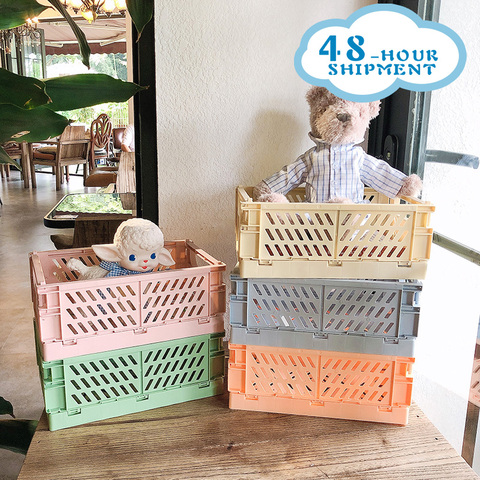 W&G Ins Kawaii Desktop Folding Storage Basket Sundry Toys Snack Box Dormitory Artifact Storage Basket 2022 New ► Photo 1/6