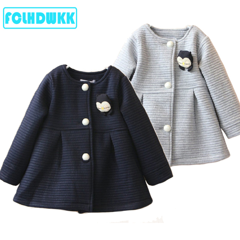 2022 New Spring Kids Girls Jackets Coat 2-8Y Toddler Baby Penguin Single Breasted Kids Coat Girl Outerwear Jacket For Girls Bow ► Photo 1/6