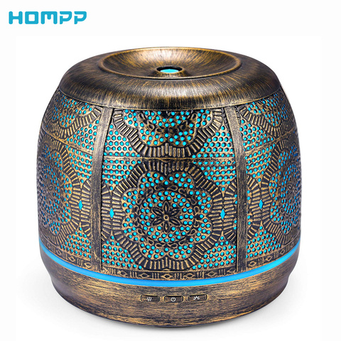 Aroma Diffuser 500ml Bronze Metal Aromatherapy Diffuser for Essential Oil 7 Color Fragrance Lamp Humidifier for Baby Office Home ► Photo 1/6