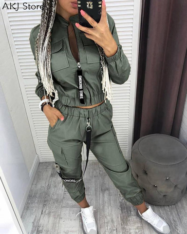 Long Sleeve Zipper Tops&women Pants Streetwear Track Suit Casual Women Set 2 Pieces ► Photo 1/5