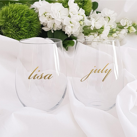 Personalized Name DIY Bridal Party Glass Decal vinyl sticker for Classic Champagne Glasses - Bridal Titles available birthday ► Photo 1/3