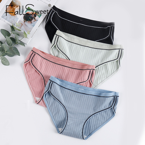 FallSweet Sexy  Cotton  Panties Women Briefs  Plus Size Lingerie M to 4XL Underwear Female Mid Waist ► Photo 1/6