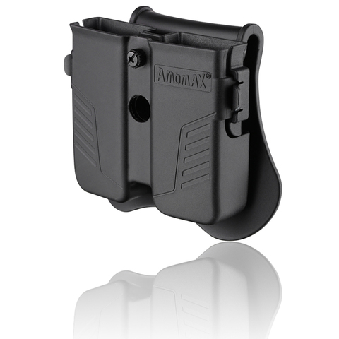 Amomax Double Tactical Hunting Magazine Pouch for Universal 9mm .40 .45 Caliber Single Double Stack Magazines - Black ► Photo 1/5