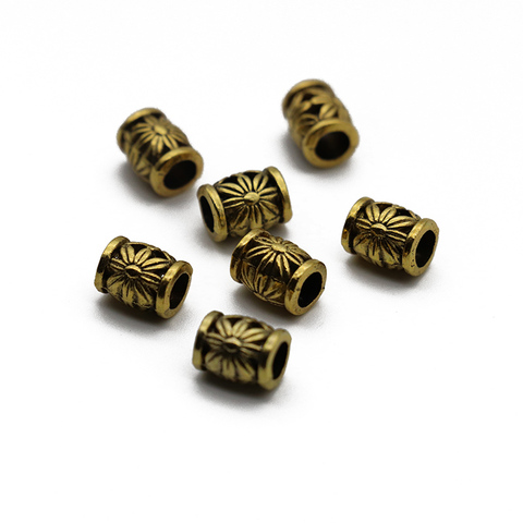 Mibrow 50pcs/lot 4mm Hole Size Antique Gold Color Spacer Loose Charm Beads for DIY Bracelet Necklace Jewelry Making Fingdings ► Photo 1/6