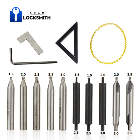 XCAN 15pcs Full Set Key Machine Cutter Set End Milling Cutter Guide Pin Center Drill Bit for Copy Keys Duplicate Machine Parts ► Photo 1/6