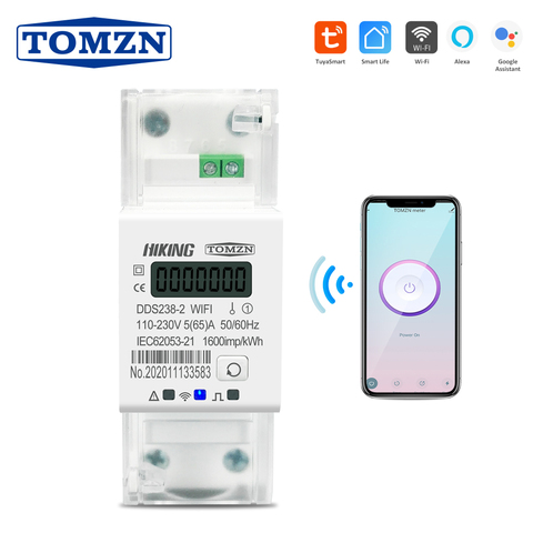 Tuya Single Phase 65A Din Rail WIFI Smart Energy Meter timer Power Consumption Monitor kWh Meter Wattmeter 110V 220V 50/60Hz ► Photo 1/6